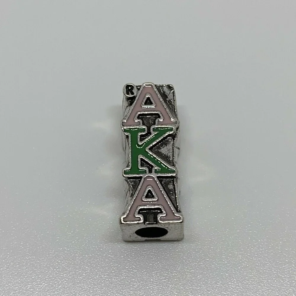 Alpha Kappa Alpha Pink and Green Letter Charm Bead